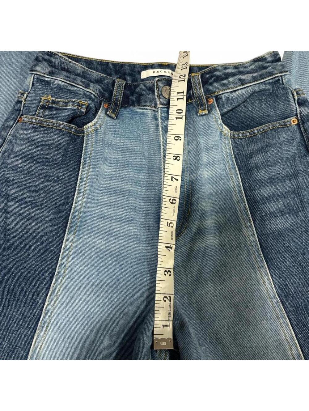 PacSun Two Tone Panel Jeans Size 25 High Rise Straight Leg - Picture 4 of 6